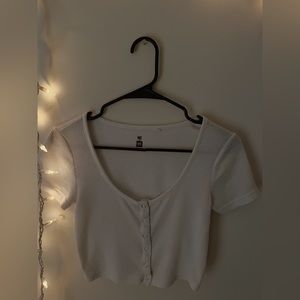 White Linen SnapShirt. Cropped. From Pacsun. Waffle Material
